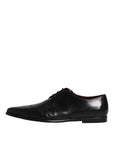 Dolce & Gabbana Black Leather Lace Up Men Derby Formal Shoes