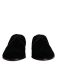 Dolce & Gabbana Black Velvet Leather Lace Up Derby Shoes