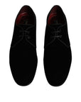 Dolce & Gabbana Black Velvet Leather Lace Up Derby Shoes