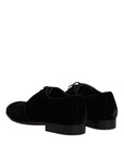 Dolce & Gabbana Black Velvet Leather Lace Up Derby Shoes