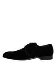 Dolce & Gabbana Black Velvet Leather Lace Up Derby Shoes