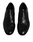 Dolce & Gabbana Black Leather Lace Up Men Derby Formal Shoes