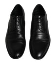 Dolce & Gabbana Black Leather Lace Up Men Derby Formal Shoes