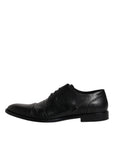 Dolce & Gabbana Black Leather Lace Up Men Derby Formal Shoes