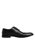 Dolce & Gabbana Black Leather Lace Up Men Derby Formal Shoes