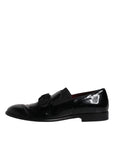 Dolce & Gabbana Black Leather Loafers Men Formal Dress Shoes
