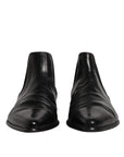 Dolce & Gabbana Black Leather Chelsea Men Ankle Boots Shoes