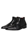 Dolce & Gabbana Black Leather Chelsea Men Ankle Boots Shoes