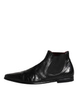 Dolce & Gabbana Black Leather Chelsea Men Ankle Boots Shoes
