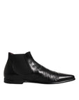 Dolce & Gabbana Black Leather Chelsea Men Ankle Boots Shoes