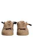 Dolce & Gabbana Brown Jute Fabric Low Top Men Sneakers Shoes