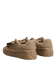 Dolce & Gabbana Brown Jute Fabric Low Top Men Sneakers Shoes