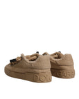 Dolce & Gabbana Brown Jute Fabric Low Top Men Sneakers Shoes