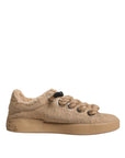Dolce & Gabbana Brown Jute Fabric Low Top Men Sneakers Shoes