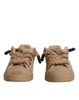 Dolce & Gabbana Brown Jute Fabric Low Top Men Sneakers Shoes