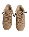 Dolce & Gabbana Brown Jute Fabric Low Top Men Sneakers Shoes