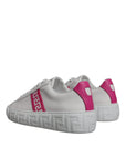 Versace White Pink Greca Print Platform Low Top Sneakers Shoes