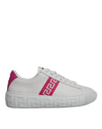 Versace White Pink Greca Print Platform Low Top Sneakers Shoes