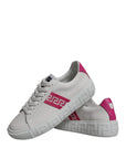 Versace White Pink Greca Print Platform Low Top Sneakers Shoes