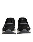Versace Black Leather Neoprene Chunky Low Top Sneakers Squalo Shoes