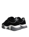 Versace Black Leather Neoprene Chunky Low Top Sneakers Squalo Shoes