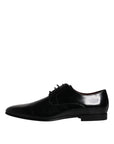 Dolce & Gabbana Black Leather Lace Up Men Derby Formal Shoes