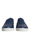 Dolce & Gabbana Blue Croc Exotic Leather Men Sneakers Shoes