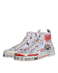 Dolce & Gabbana White Cotton Graffiti High Top Sneaker Shoes