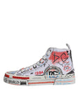 Dolce & Gabbana White Cotton Graffiti High Top Sneaker Shoes