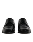 Dolce & Gabbana Black Leather Derby Formal Men Dress Shoes