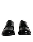 Dolce & Gabbana Black Leather Lace Up Men Derby Formal Shoes