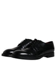 Dolce & Gabbana Black Leather Lace Up Men Derby Formal Shoes