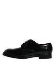 Dolce & Gabbana Black Leather Lace Up Men Derby Formal Shoes