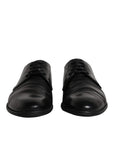 Dolce & Gabbana Black Leather Lace Up Men Derby Formal Shoes