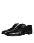 Dolce & Gabbana Black Leather Lace Up Men Derby Formal Shoes