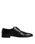 Dolce & Gabbana Black Leather Lace Up Men Derby Formal Shoes