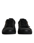 Dolce & Gabbana Black Leather London Heart Men Sneakers Shoes
