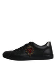 Dolce & Gabbana Black Leather London Heart Men Sneakers Shoes