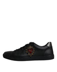 Dolce & Gabbana Black Leather London Heart Men Sneakers Shoes
