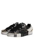 Dolce & Gabbana Black White Portofino Low Top Sneakers Shoes