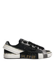 Dolce & Gabbana Black White Portofino Low Top Sneakers Shoes