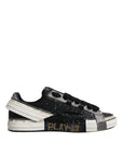 Dolce & Gabbana Black White Portofino Low Top Sneakers Shoes