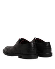 Dolce & Gabbana Black Leather Derby Wingtip Formal Shoes