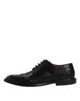 Dolce & Gabbana Black Leather Derby Wingtip Formal Shoes