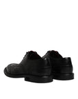 Dolce & Gabbana Black Leather Derby Wingtip Formal Shoes
