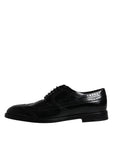 Dolce & Gabbana Black Leather Derby Wingtip Formal Shoes