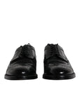 Dolce & Gabbana Black Leather Derby Wingtip Formal Shoes
