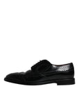 Dolce & Gabbana Black Leather Derby Wingtip Formal Shoes