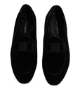 Dolce & Gabbana Black Velvet Loafers Formal Men Dress Shoes