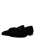 Dolce & Gabbana Black Velvet Loafers Formal Men Dress Shoes